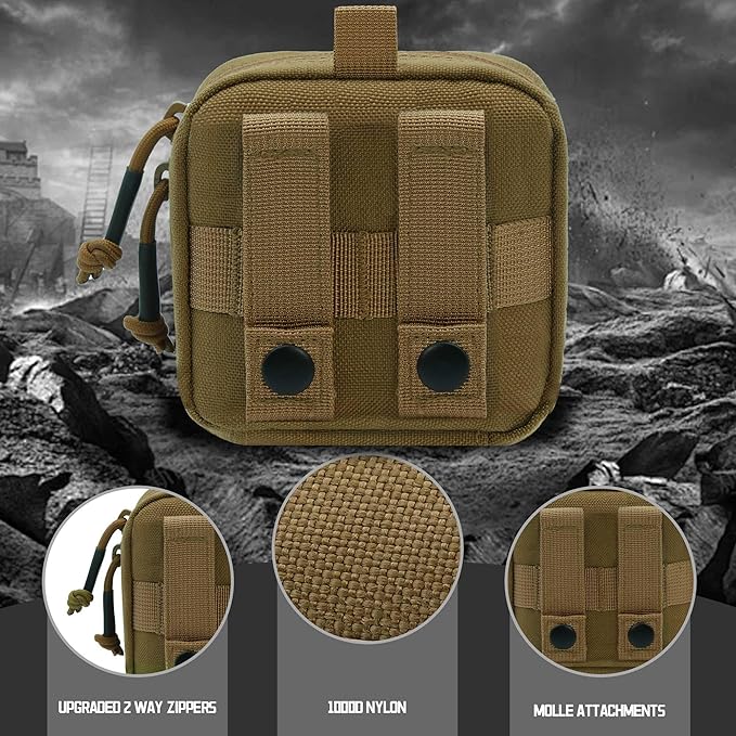 2 Pack Small Admin Pouch, 1000D Tactical Molle Mini Tool EDC Waist Belt Pouches Bag for Vest Backpack