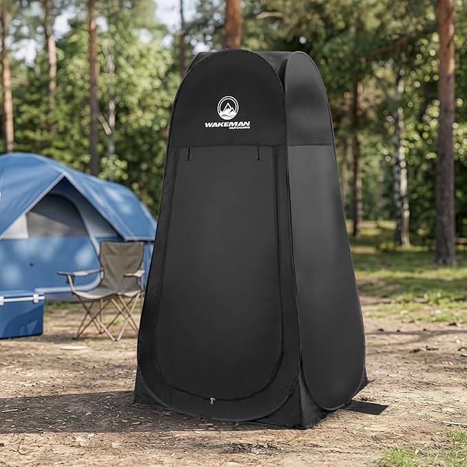 Wakeman Pop Up Changing Tent, 3.3 x 3.3 x 6.2ft, Camping Shower Tent for Portable Toilet Stall or Dressing Room with Carry Bag for Camping, Beach, or Tailgate, Polyester
