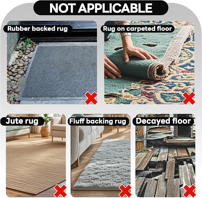 YINTTIAN Rug Non Slip Grippers, 2 x 5 Inch Reusable Carpet Grippers Rug Tape for Hardwood Floors and Tiles, Removable and No Residue on Floor (8)