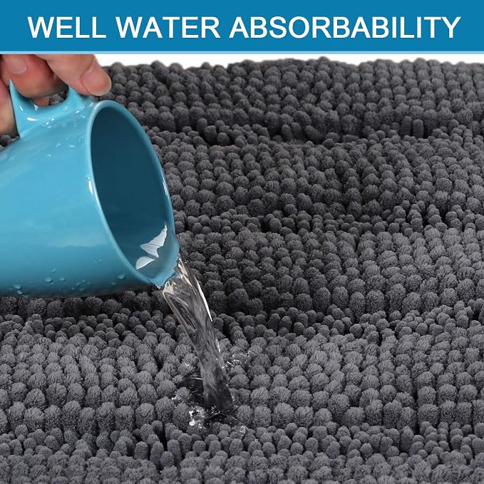 H.VERSAILTEX Bathroom Rugs Bath Mat Runner Rug Non Slip Kitchen Rug Extra Long Bath Rug Runners Oversized 59" x 20" Absorbent Washable Dry Fast Plush Area Rug for Bathroom/Bedroom - Grey