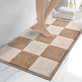 anllugs Bathroom Rugs 20" x 30", Non-Slip Extra Soft Absorbent Bath Rugs, Machine Washable Quick Dry Bath Mats for Bathroom Floor, Shower, Bathtub and Sink, Checkered Beige & Grayish Brown