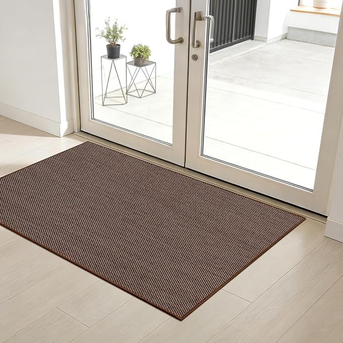 SMILOOL Front Door Mat Indoor Entrance, 32" x 48" Non-Slip Inside Door Mats for Entryway, Dirt Resistant and Absorbent Washable Doormat, Low Profile Entry Way Doormats for Patio, Porch, Dark Brown