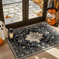 RELEANY Area Rugs 3'x5' Washable Non-Slip, Floral Vintage Distress Medallion Carpet for Living Room Bedroom Dining Room, Black Brown Neutral Dark Tan