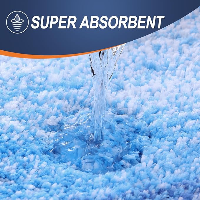OLANLY Small Bathroom Rugs Mat 24x16, Extra Soft Absorbent Microfiber Bath Rugs, Rubber Backing, Quick Dry, Washable Bath Mats for Bathroom, Tub and Shower, Home Decor Accessories, Light Royal Blue