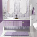 Yimobra Luxury Bathroom Rugs, Fluffy Bath Mats, Non Slip, Water Absorbent Microfiber, Machine Washable, Plush Runner Carpet Shower Rugs, Thick Matts for Bathroom Floor&Tub, 44" X 24", Purple and White