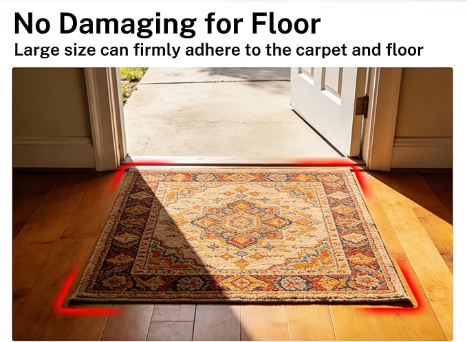 Rug Non Slip Grippers, Reusable Rug Tape, No Damaging for Hardwood Floors, Carpet Grippers Stickers Pads for Area Rugs Corners Flat, 12Pcs