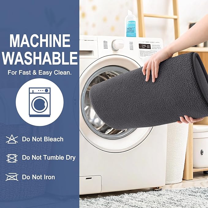 OLANLY Thick Memory Foam Large Bathroom Rugs 40x32, Extra Soft Absorbent Bath Rug, Quick Dry Bath Mat, Non-Slip, Machine Washable Mats for Bathroom, Tub and Shower, Home Decor Accessories, Dark Grey