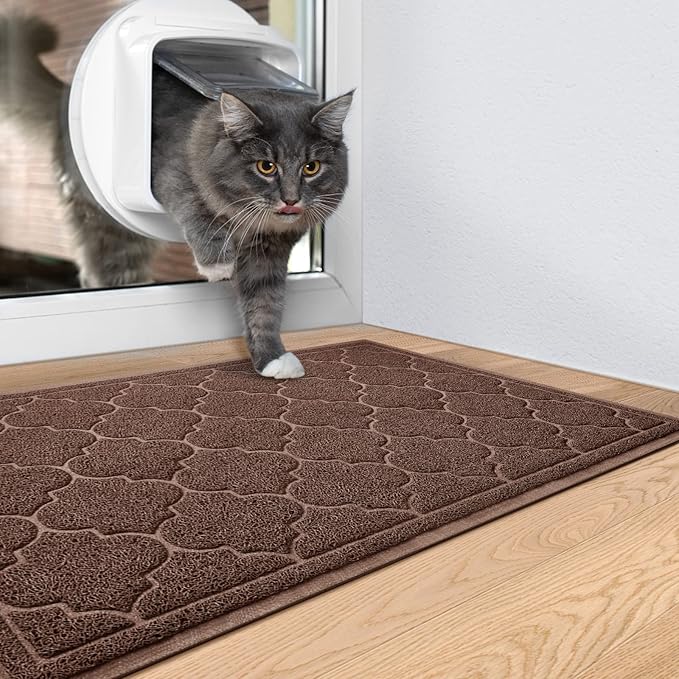 LuxStep Door Mat Large Indoor Outdoor Doormat, Non-Slip Low-Profile Design Front Door Welcome Mat for Entryway,Patio,Garage,High Traffic Areas,(Coffee, 17"x30")
