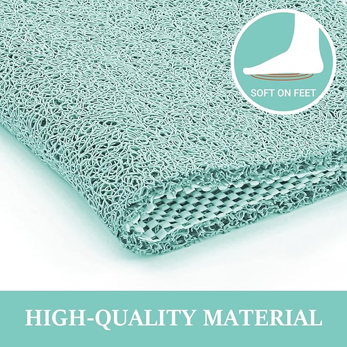 LuxStep Shower Mat Bathtub Mat,40x16 inch, Non-Slip Bath Mat with Drain, Quick Drying PVC Loofah Bathmat for Tub,Shower,Bathroom,Green
