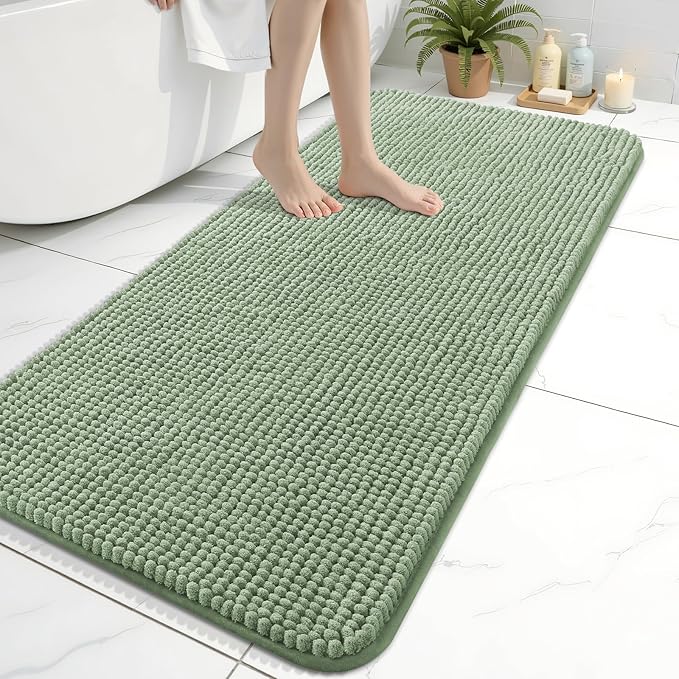 Arotive Bathroom Rugs 47" x 24", Ultra Soft Absorbent Chenille Bath Rugs, Non-Slip Rubber Backing, Machine Washable Bath Mats for Bathroom Floor, Tub and Shower, Home Decor Accessories, Sage Green