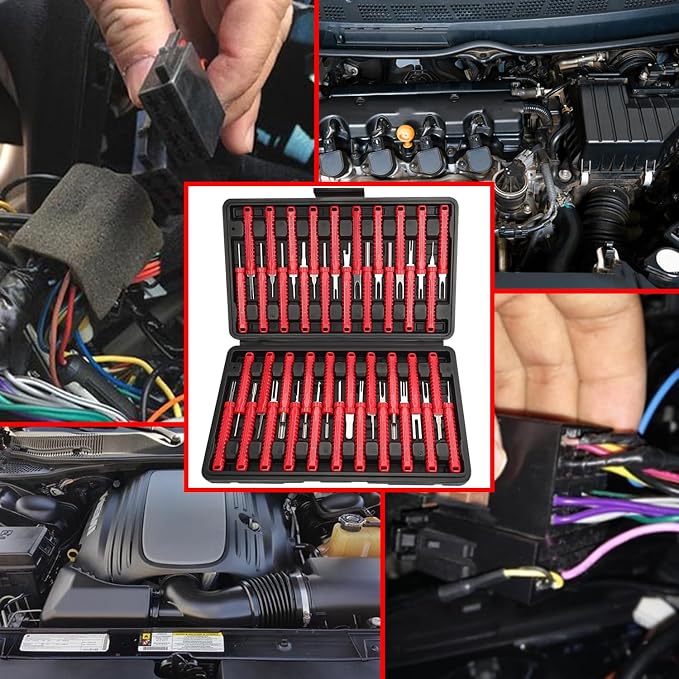 41 Pcs Terminal Pin Removal Tools with Blow-Molded Case - Electrical Pin Removal Tools Automotive Depinning Tool Kit for Automotive & Household Devices Most Connector, Red