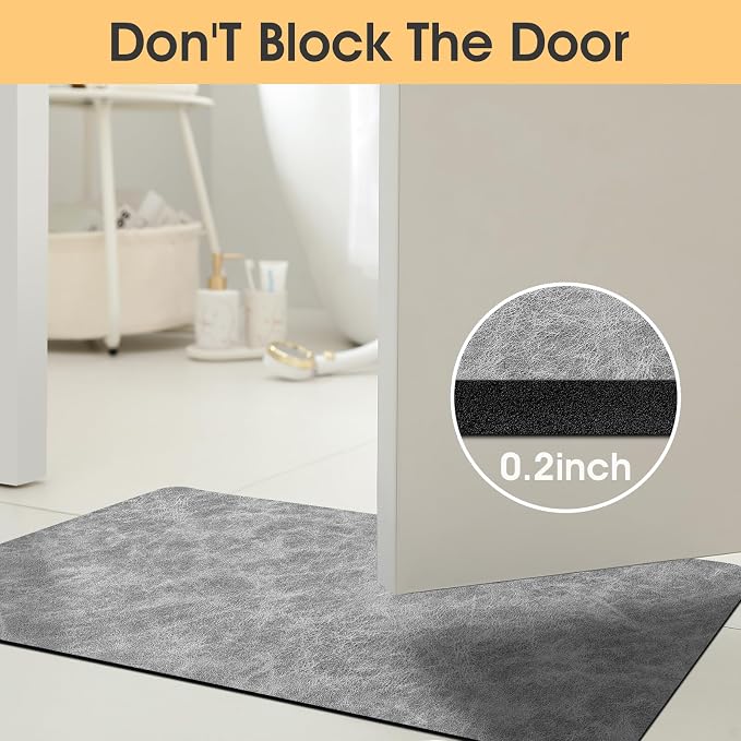 ACCUMTEK Non Slip Bath Mat, Thin Bathroom Rugs Fit Under Door, Quick Dry Bath Mats, Machine Washable Bath Rugs for Bathroom, Bathtub & Kitchen, Bathtub, Light Gray/Crackle/32 x20