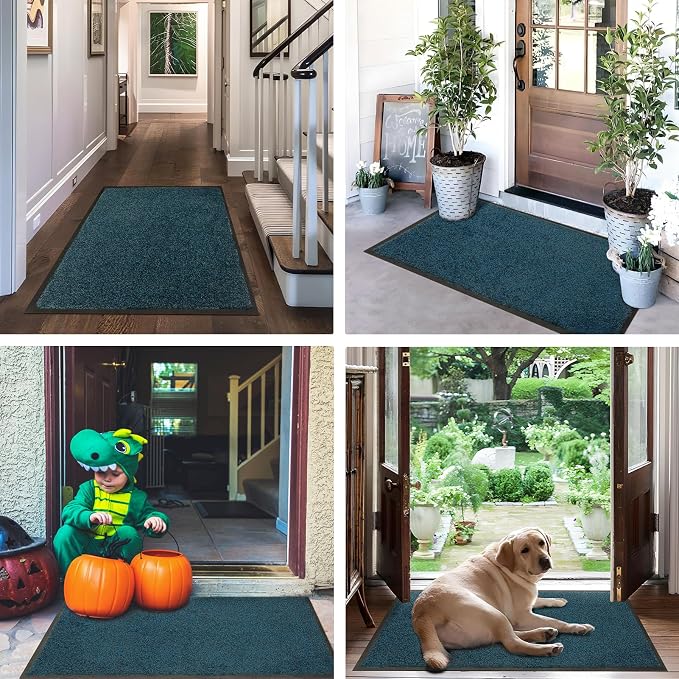 Mibao Front Door Mat Indoor Entrance, 72" x 24", Dirt Trapper Welcome Mat for Outdoor Indoor, Non-Slip Waterproof Doormat, Durable Machine Washable Low Profile Entry Rug for Back Door Outside,Grey