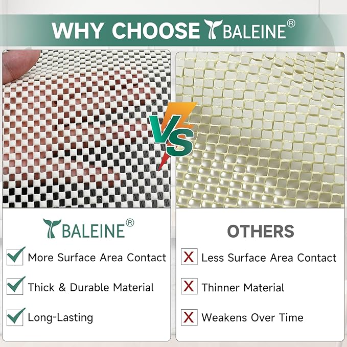 BALEINE Non Slip Rug Pad Rug Gripper for Hardwood Floors, Extra Thick Non Slip Mat Under Carpet (8'x10')