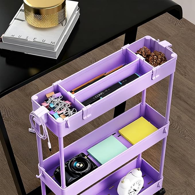 SPACELEAD 2-piece Set Slim Storage Cart 3 Tier,Bathroom Organizer Rolling Utility,Mobile Shelving Unit Slide Out for Office, Kitchen, Laundry Room & Narrow Places