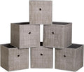 Foldable Storage Cubes Bins ,11 Inch Cloth Storage Cube Fabric Storage Box Cubes Organizer Baskets with Handles for Home Organizer Set of 6 (Cowboy Grey)
