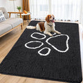 Smiry Dog Door Mat for Muddy Paws, Absorbent Dirt Trapper Non Slip Quick Dry Washable Chenille Mat for Mud Dogs, Entry Rug for Indoor and Outdoor (71x46 Inches, Black and White)