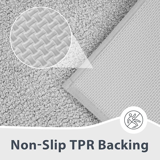anllugs Bathroom Rugs U-Shaped 20" x 24", Non-Slip Extra Soft Absorbent Bath Rugs, Machine Washable Quick Dry Bath Mats for Toilet Base, Light Grey & Grey