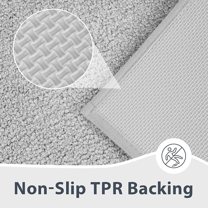 anllugs Bathroom Rugs 30" x 46", Non-Slip Extra Soft Absorbent Bath Rugs, Machine Washable Quick Dry Bath Mats for Bathroom Floor, Shower, Bathtub and Sink, Light Grey & Grey