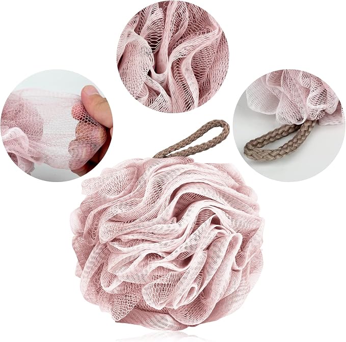 Fu Store Loofah Sponge Shower Loofahs 50g Bath Sponges Mesh Balls 4 Colors for Body Scrubber Exfoliator Wash Back Scrubbers Bathroom Men Women - 4 Pack Cleaning Bathing Accessories