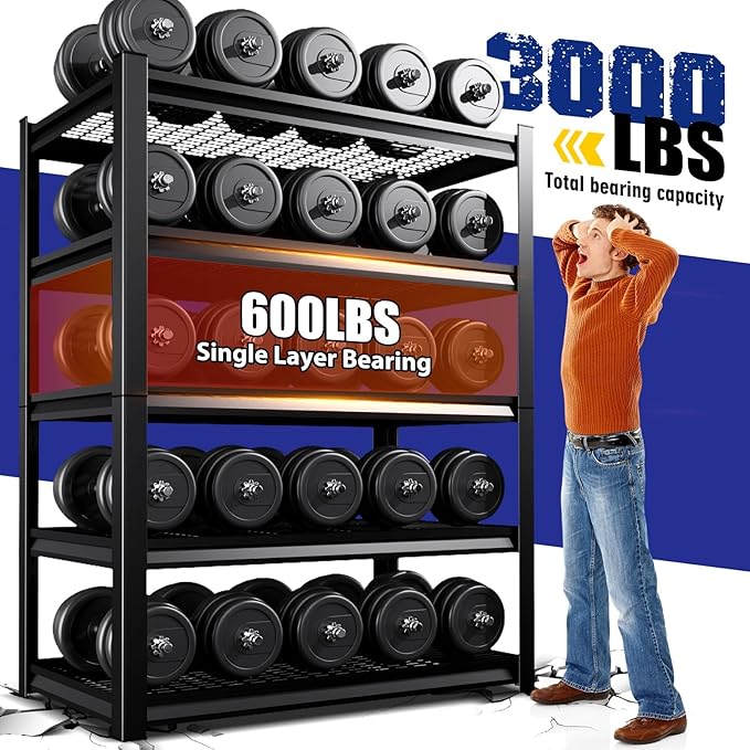 72"Hx59"Wx20"DGarage Shelving-2500 lbs 5 Tier Storage Shelves,Adjustable Heavy Duty Metal Shelving Unit and Storage Large Wire Rack,Utility Steel Shelf for Warehouse Industrial Pantry Basement