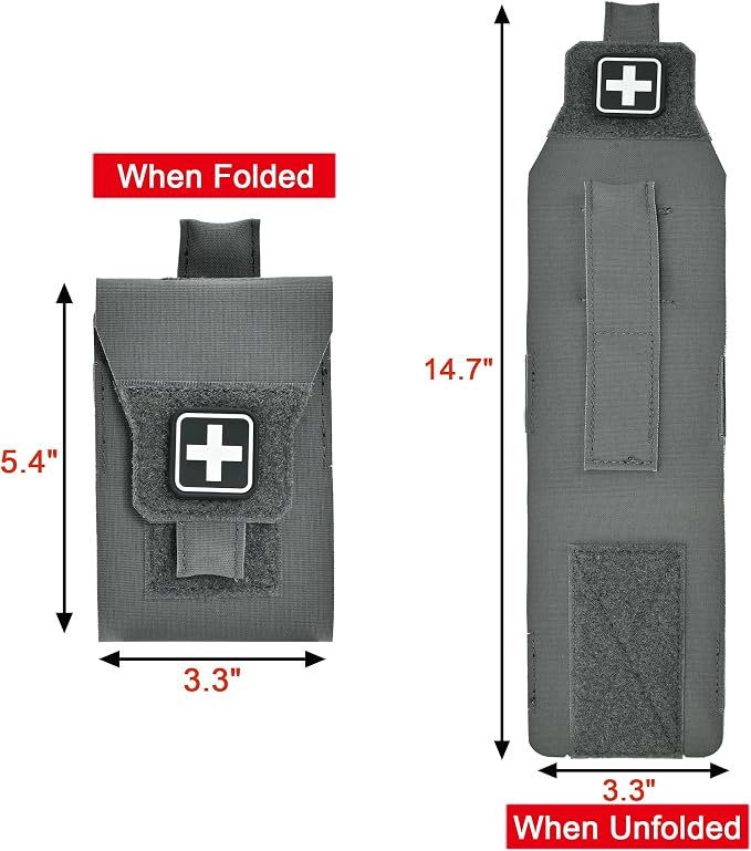 Mini IFAK Pouch, Compact Empty First Aid Organizer with Elastic Loops and Pull Tab, Portable EDC Micro Trauma Pouch for Pocket Backpack and Outdoor Carry