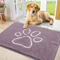 Smiry Dog Door Mat for Muddy Paws, Absorbent Dirt Trapper Non Slip Quick Dry Washable Chenille Mat for Mud Dogs, Entry Rug for Indoor and Outdoor (36x24 Inches, Deep Plum and White)
