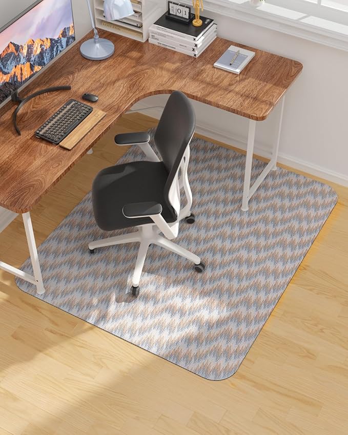 Blvornl Large Office Chair Mat for Hardwood Floor, Rolling Chair Chair Mat for Hard Wood, Large Anti-Slip Hard Floor Protector, Heavy Duty Computer Desk Rug for Office and Home 53"*45"