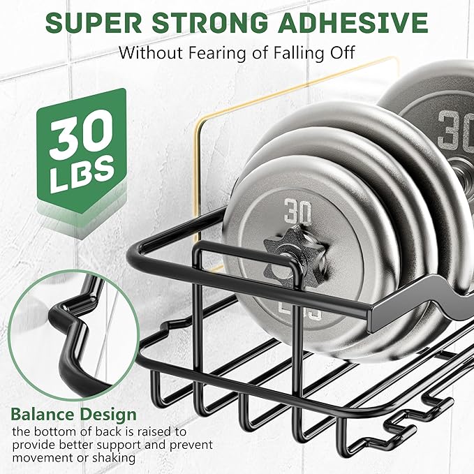 OMAIRA 3-Pack Shower Caddy with Soap Holder, Adhesive Rustproof No-drill Strudy Loading Inside Shower Organizer Shelves Rack Storage Bathroom Organization for Smooth Wall Glass Tile (Large)