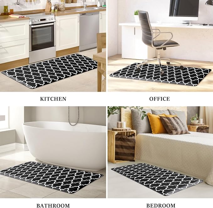 WISELIFE Anti Fatigue Floor Mat - 4/5 Inch Thick Kitchen Mat Non Slip Waterproof Heavy Duty Ergonomic Comfort Mat Durable for Home, Office, Sink, Laundry,(22" x 54", Black)