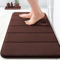 OLANLY Memory Foam Bath Mat 35x16, Super Soft Absorbent Bathroom Rugs, Quick Dry, Machine Washable Shower Floor Rugs, Bathmat Carpet, Bathroom Home Decor Accessories, Brown
