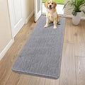 Smiry Dog Door Mat for Muddy Paws 59x24, Absorbent Dirt Trapper, Non-Slip Washable Chenille Entryway Rug for Inside Floor, Grey, Classic Solid
