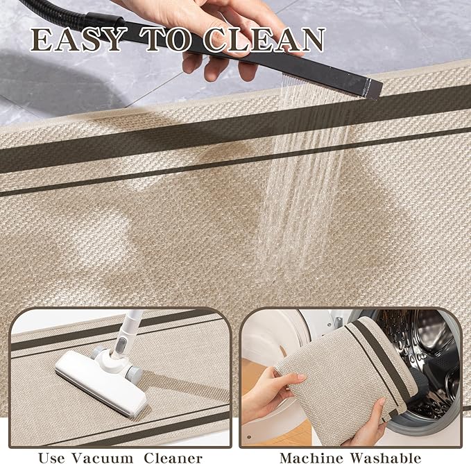 chakme Bathroom Rugs Mat 24x17, Ultra Thin Non Slip Bath Mat Small Quick Dry Absorbent Bath Mat for Bathroom, (Light Beige, 24"x17")