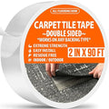 Carpet Tile Tape Double Sided 2in x 90ft - Heavy Duty Reinforced Web Mesh & Residue Free - Indoor Outdoor for Carpet Tiles, Hardwood, Vinyl, Rugs, Carpet, Rubber, Turf & Mat Gripper