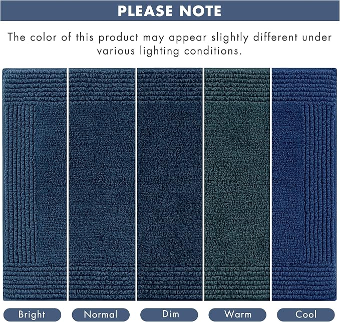 Madison Park Splendor Reversible 100% Cotton Tufted Bathroom Rug-3000 GSM Hotel Quality Luxurious Plush Medium Pile Bath Mat Absorbent, Quick Dry, Shower Room Décor, 20x30 Navy