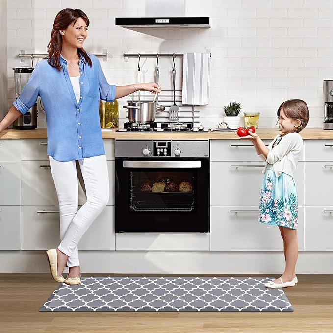 WISELIFE Anti Fatigue Floor Mat - 4/5 Inch Thick Kitchen Mat Non Slip Waterproof Heavy Duty Ergonomic Comfort Mat Durable for Home, Office, Sink, Laundry,(22" x 54", Grey)