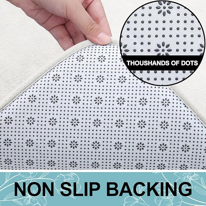 Smiry Memory Foam Bath Mat 30x20, Extra Soft and Absorbent Bathroom Mats, Non Slip Washable Carpet for Floor, Shower and Tub, Ivory White
