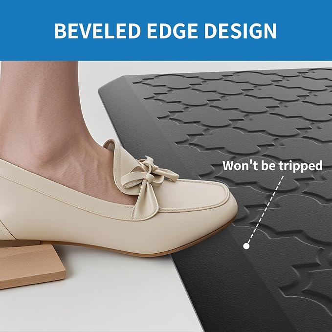Kitchen Mats for Floor - Anti Fatigue Mats for Kitchen Floor - Non Slip Cushioned Rugs for Standing, Office, Sink, Laundry, Grey