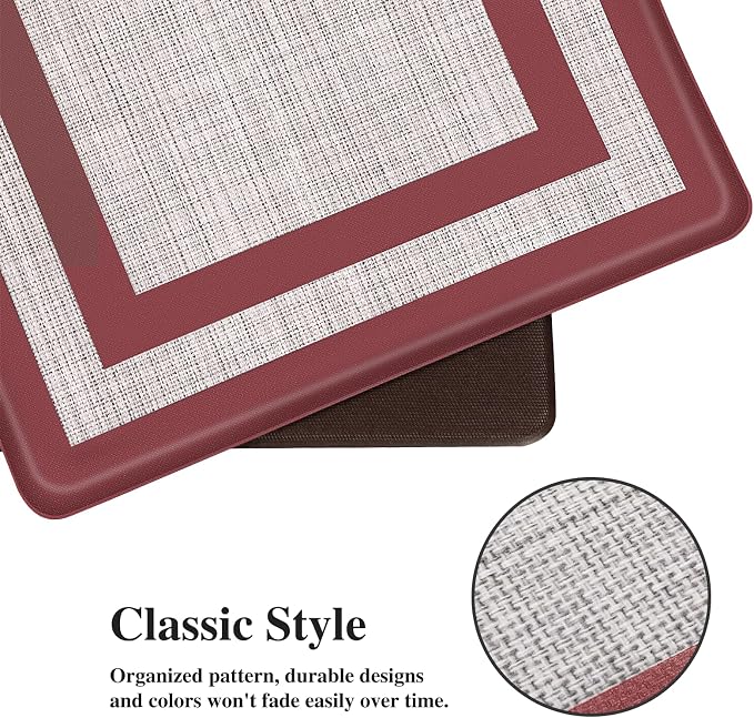 Mattitude Kitchen Mats Set of 2 Cushioned Rugs 0.47 inch Thick Anti-Fatigue Mats for Kitchen Floor,Waterproof Non-Slip Mats and Rugs Set for Office,Floor,Laundry 17.3"×29"+17.3"×59",Red