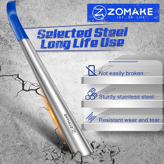 ZOMAKE Shoe Horn Long Handle for Seniors Men Women,Metal Long Shoehorn Boot Horn,16.5" Stainless Steel Shoe Spoon Helper