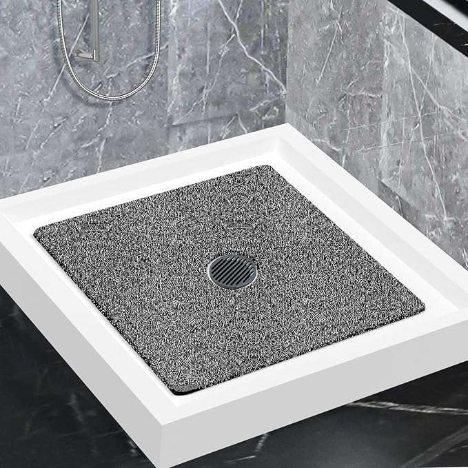 Shower Mat Non Slip,Soft Bath Mat with Drain,Quick Drying PVC Loofah Bathtub Mat for Bathroom,Without Suction Cups,24 x 24 Inch (Mix Color)