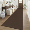 KOZYFLY Cotton 3x12 Runners Rugs for Hallway, Long Washable Runner Rug, Woven Non Slip Kitchen Runner, Braided Entryway Rug, Floor Carpet for Entry, Aisle, Hall, Brown/Dark Brown