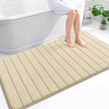 OLANLY Memory Foam Bath Mat 59x35, Super Soft Absorbent Bathroom Rugs, Quick Dry, Machine Washable Shower Floor Rugs, Bathmat Carpet, Bathroom Home Decor Accessories, Beige