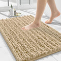 Smiry Bathroom Rugs Mat 24x16, Extra Soft Absorbent Chenille Bath Rugs, Non Slip Rubber Backing Machine Washable Quick Dry Bath Mats for Bathroom Floor, Tub, Shower, Home Decor Accessories, Beige