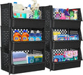 TidyFriend 6 Pk Large Stackable Storage Bins Open Front for Pantry Organizers and Storage, Pantry Storage for Food, Kitchen and Home Organization, Plastic Storage Bins, Dorm Room Essentials (Black)