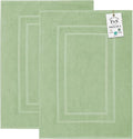 Feather & Stitch 2 Piece Towel Like Bath Mats (30x21 Inch) 100% Cotton Terry Bath Mats, Bathroom Shower Floor Mats [NOT A Bathroom Rug], Soft Absorbent Washable Mats - Pastel Green