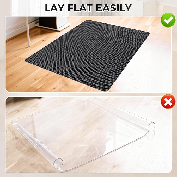 Sycoodeal Chair Mat, 48" x 55" Office Chair Mat for Hardwood and Tile Floor, Heavy Duty Floor Protector for Rolling Chairs, Non-Slip,Computer Mat for Home Office(Grey)