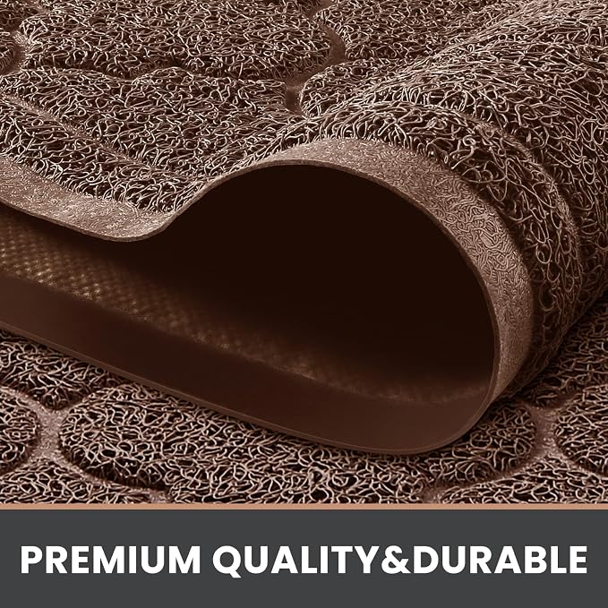 LuxStep Door Mat Large 36"x47"Indoor Outdoor Doormat, Non-Slip Low-Profile Design Floor Mat, Trap Dirt and Dust Front Door Welcome Mat for Entryway,Patio,Garage, Coffee