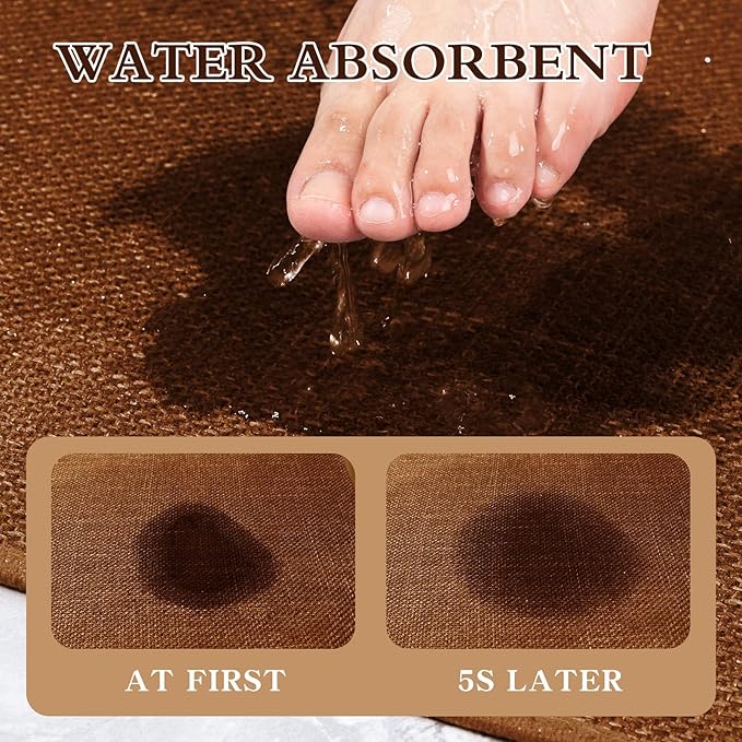 chakme Bathroom Rugs Mat U-Shaped 24x17, Ultra ThinNon Slip Bath Mat Small Quick Dry Absorbent Bath Matfor Bathroom Floor, Rust, U-24"x17"