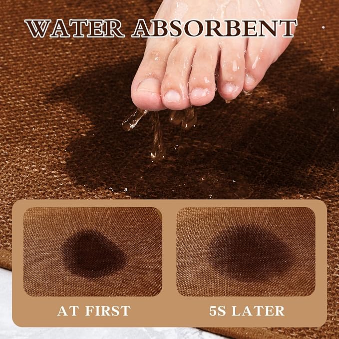 chakme Bathroom Rugs Mat 59x24, Ultra Thin Non Slip Bath Mat Large Quick Dry Absorbent Bath Mat for Bathroom Floor, (Rust, 59"x24")